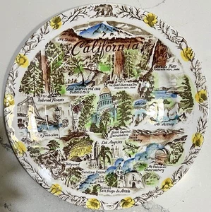 Vtg Vernon Kilns Style California Collector Souvenir Plate Hand Painted 10" - Picture 1 of 6