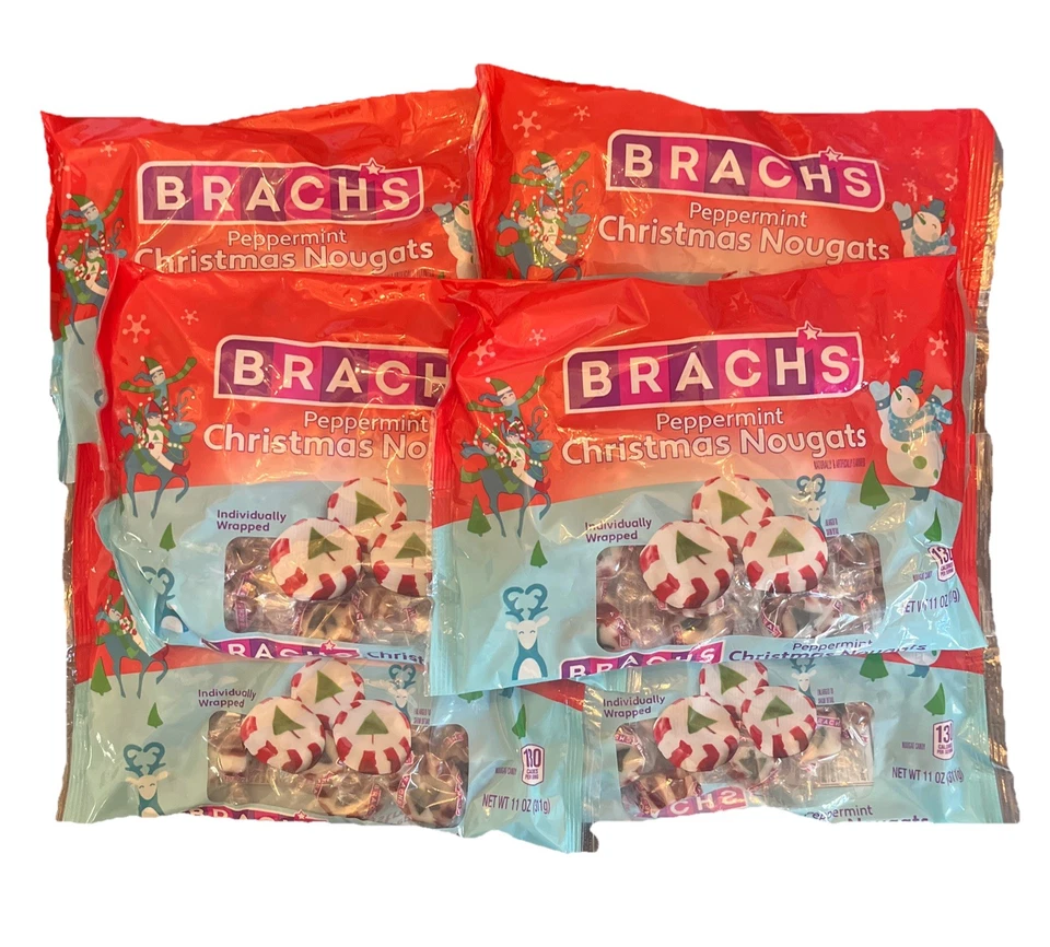 Brach's 11 oz. PEPPERMINT CHRISTMAS NOUGATS Candy Individually Wrapped chewy