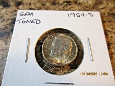 1954-S TONED Roosevelt Silver Dime Gem       DD - Image 1 of 2