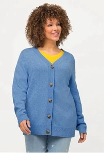 Ulla Popken Woman's 32/34 Classic Button Cardigan Azure Blue NWOT Lightweight - Picture 1 of 7