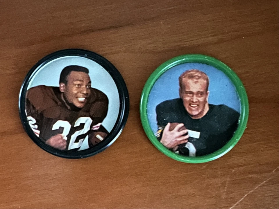 Monedas de fútbol americano Salada Tea 1963: Jim Brown y Paul Hornung Foto 1 de 2