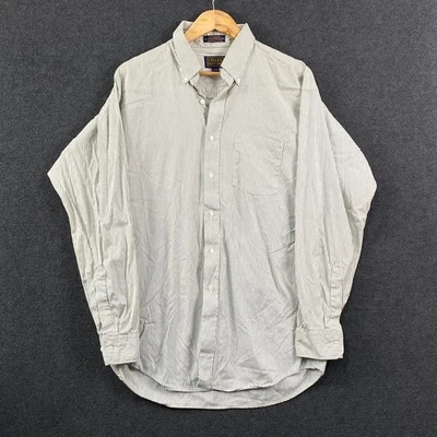 Chaps Ralph Lauren Mens 16.5 34/35 Button Down Shirt Green Stripe 80s Two Ply - Image 1 of 4