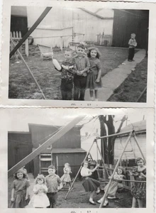Lot of (2) 1950s Vintage photo of a backyard birthday party, Found Photos - Picture 1 of 4