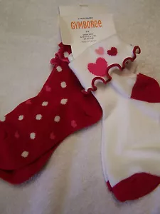 NUEVOS CON ETIQUETAS CALCETINES GYMBOREE 2 PR ROJO Y BLANCO PUNTO CORAZÓN VALENTINE NIÑA talla 3-4 - Imagen 1 de 1