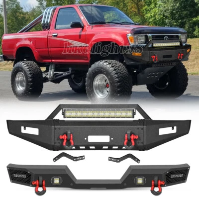 Parachoques trasero delantero todoterreno para camioneta Toyota 1989-1995 con placas de cabrestante luces LED Foto 1 de 4