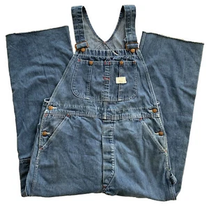 Vintage Big Mac Work Farm Hipster Denim Trucker Bib Overalls VTG Mens 38x28 - Picture 1 of 5