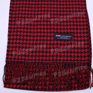 Sciarpa uomo 100% CASHMERE rosso/nero sgabello di segugio MADE IN SCOTLAND - Foto 1 di 5