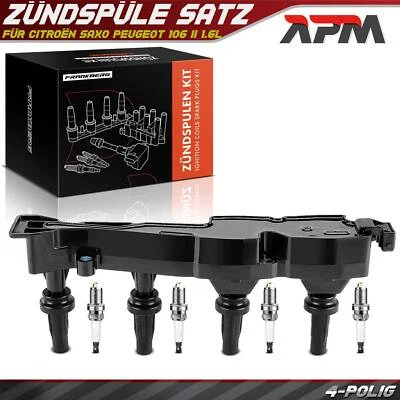 1x Bobine D'Allumage + 4x Bougie pour Citroën Saxo Peugeot 106 II 1.6L Année - Photo 1/4