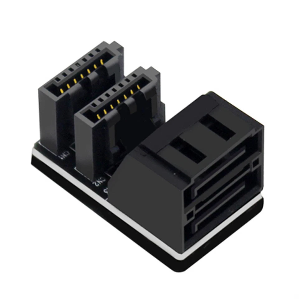 Female to 7Pin Male Vertical 90 Degree Angled Adapter Dual SATA 7Pin - Image 1 of 1