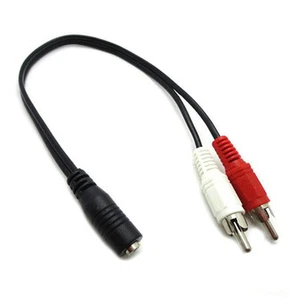 10" In. 2-RCA Male Plug to 3.5mm Stereo Female Audio Adapter Y Cable - Picture 1 of 1
