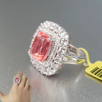 Quartz Topaz Simulated Diamond Platinum Over Sterling Silver Ring 8 TGW 9.80 cts - Image 1 of 4