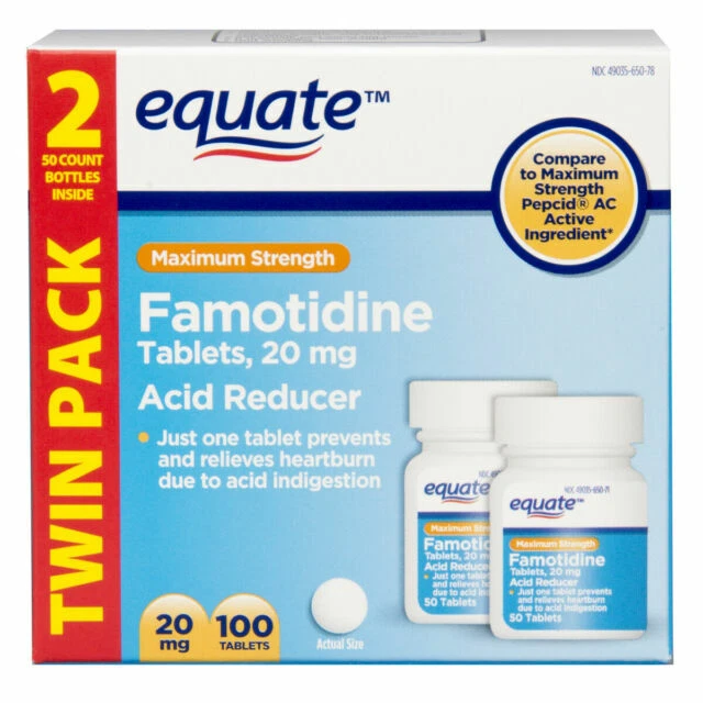 EQUATE Maximum Strength 20mg Famotidine Tablets - 100 Count