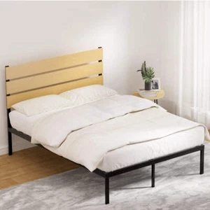 Artiss Bed Frame Double Size Metal Base Mattress Platform Foundation Black PAULA - Picture 1 of 7