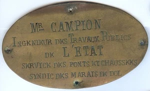 Plaque de porte - Ingénieur travaux publics état Mr Campion syndic marais Dol - Imagen 1 de 1