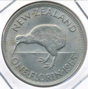 New Zealand 1965 Florin 2/- Elizabeth II - almost Uncirculated - Picture 1 of 3