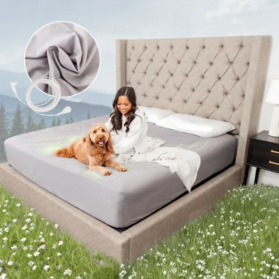 Sábanas de puesta a tierra ajustables, 20% plata + Tensel orgánico, suave sedoso HECHO EN EE. UU. Foto 1 de 4