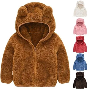 Kids Baby Boy Girls Winter Fleece Teddy Bear Coats Hoodies Fluffy Hooded Jacket* - Picture 1 of 18