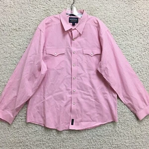 Panhandle Slim Rough Stock Button Up Shirt Extra Large Men Pink Pearl Snap Plaid - Picture 1 of 11