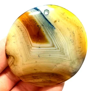 Natural Coffee Line Agate Round Shape Pendants Bead Necklace DIY Jewelry Making - Picture 1 of 2