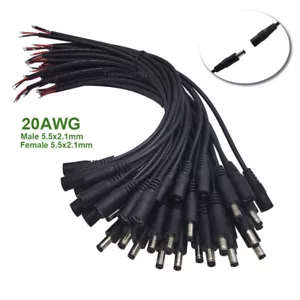20AWG Male Female Power Socket Jack Plug 5.5x2.1mm Connector Cable Wire 30cm - Picture 1 of 12