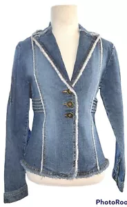 Vintage 90’s Y2K Junior’s Denim Blazer Jacket Odds ‘n Evens Sz S NWT! Mandee - Picture 1 of 10