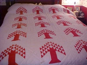 VTG Red & White Tree of Life Quilt - Picture 1 of 10