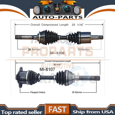 Juego de 2 ejes delanteros CV para Dodge Raider Mitsubishi Mighty Max 4x4 Foto 1 de 4