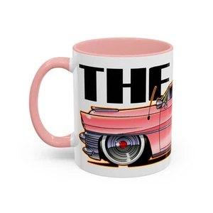 Elvis der König Pink 1955 Cadillac Feuerball Kunst Kaffeebecher - 2 Größen - Bild 1 von 9