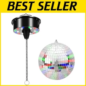 Art Deco 3RPM Mirror Ball Motor with 4 Color-Shift LED Lights for Elegant Decor - Picture 1 of 9