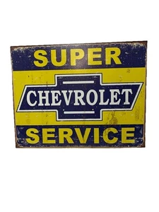 Super Chevrolet Service Tin Metal Sign Chevy GM Nostalgic Retro 12x15" - Picture 1 of 4