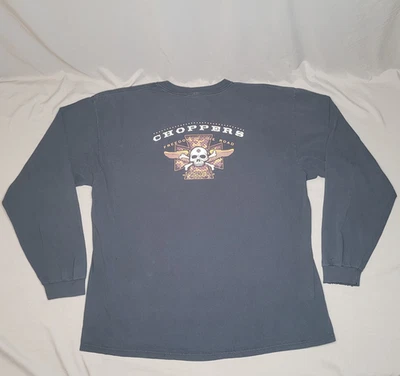 Рубашка мужская Choppers Mendocino 2XL с длинным рукавом череп мотоциклист мотоцикл состаренная - Изображение 1 из 4