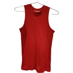 Vintage 1980er DVF geripptes rotes Tanktop Baumwollmischung Damen groß dehnbar leise luxuriös - Bild 1 von 6