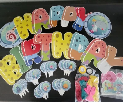 Spongebob Squarepants Birthday Party Decorations Supplies Background Cupcake - Image 1 of 4