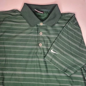 Nike Polo Shirt Boys M Green Golf Dri Fit Performance Striped Tennis Golf - Picture 1 of 6