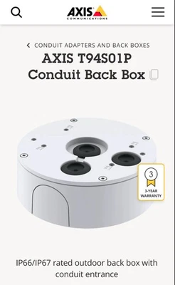 Axis T94S01P Conduit Back Box 01190-001 New Unopened Box - Image 1 of 4