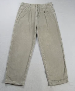 Vintage GAP Corduroy Pants Men's Size 38x32 Beige Pleated Wide Leg 1990's Preppy - Picture 1 of 14