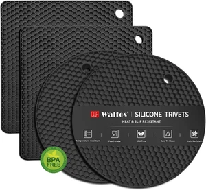 Silicone Trivet Mats - 4 Heat Resistant Pot Holders, Multipurpose Non-Slip Hot P - Picture 1 of 12