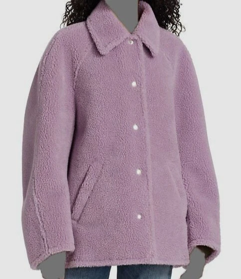 A.L.C. Women's Purple Lincoln Oversized Shearling Teddy Coat Jacket Size XS