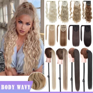 Thick Wavy Clip-in Ponytail Hair Extensions Real Soft Natural As Human Pony Tail - Picture 1 of 142