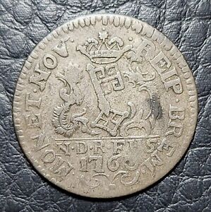 Silver 1763 Bremen Germany 1/12 Thaler 6 Grote | VF Condition