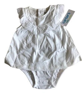 Carter's Child of Mine Baby Girl White Dress One-Piece Sunsuit w/ Ruffle 3-6m - Picture 1 of 4