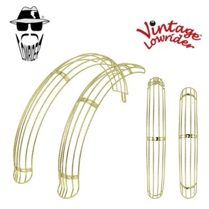 Vintage Lowrider 20" Flared Twisted Adjustable DuckTail Gold Bicycle Fender Set. - Picture 1 of 1