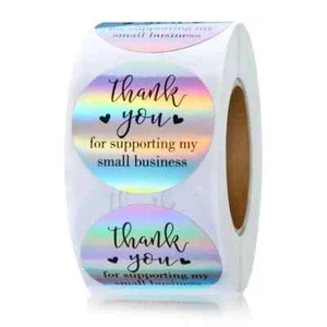 Thank You For Supporting My Small Business 500 Holographic Labels Stickers Seal - Picture 1 of 4