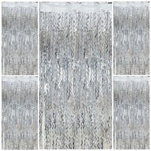 Foil Curtain Backdrop Silver Photo Backdrop Metallic Tinsel Foil Fringe Curta... - Picture 1 of 7