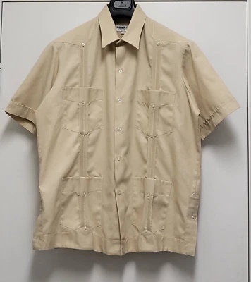 Camisa De Colección Renato Collezione Guayabera Para Hombres L Abotonada Mangas Cortas Sarga Foto 1 de 4