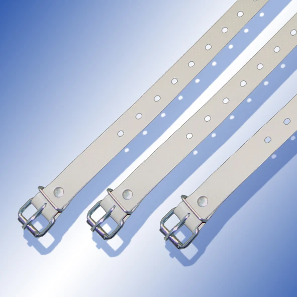 MARKENLOS Schnallriemen beige mit geschweißter Rollschnalle PVC Plane Riemen Krampen Ösen