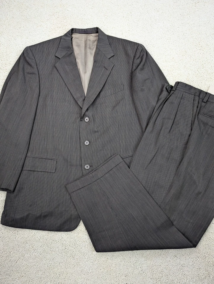 Terno Tallia Uomo Masculino 44R 38x28 Lã Verde Marrom Vintage 2 Peças Feito na União EUA - Imagem 1 de 4