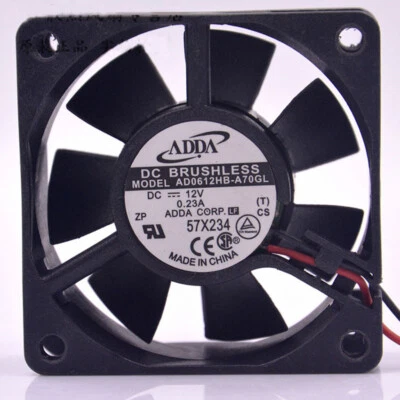 ADDA AD0612HB-A70GL Cooling Fan DC12V 0.23A 2 Pin Case/CPU Cooling Fan 60x60x25m - Image 1 of 4