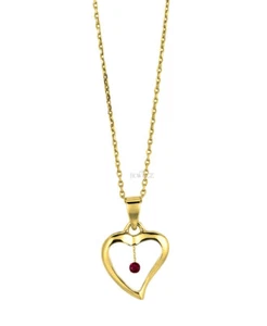 14K Gold 0,05 ct Rubin Edelstein Liebe Herz Halskette - Love You Forever - Bild 1 von 3