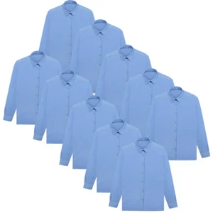 Girls Pack Of 10 Full Sleeve Shirts Blouse Blue Age 5 to 16 School Uniform - Picture 1 of 6